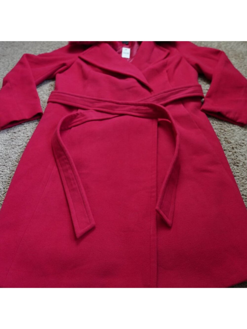 NWT Lane Bryant Trench Coat Womens 14/16 Red Removable Faux Fur Collar Belt - Picture 10 of 15